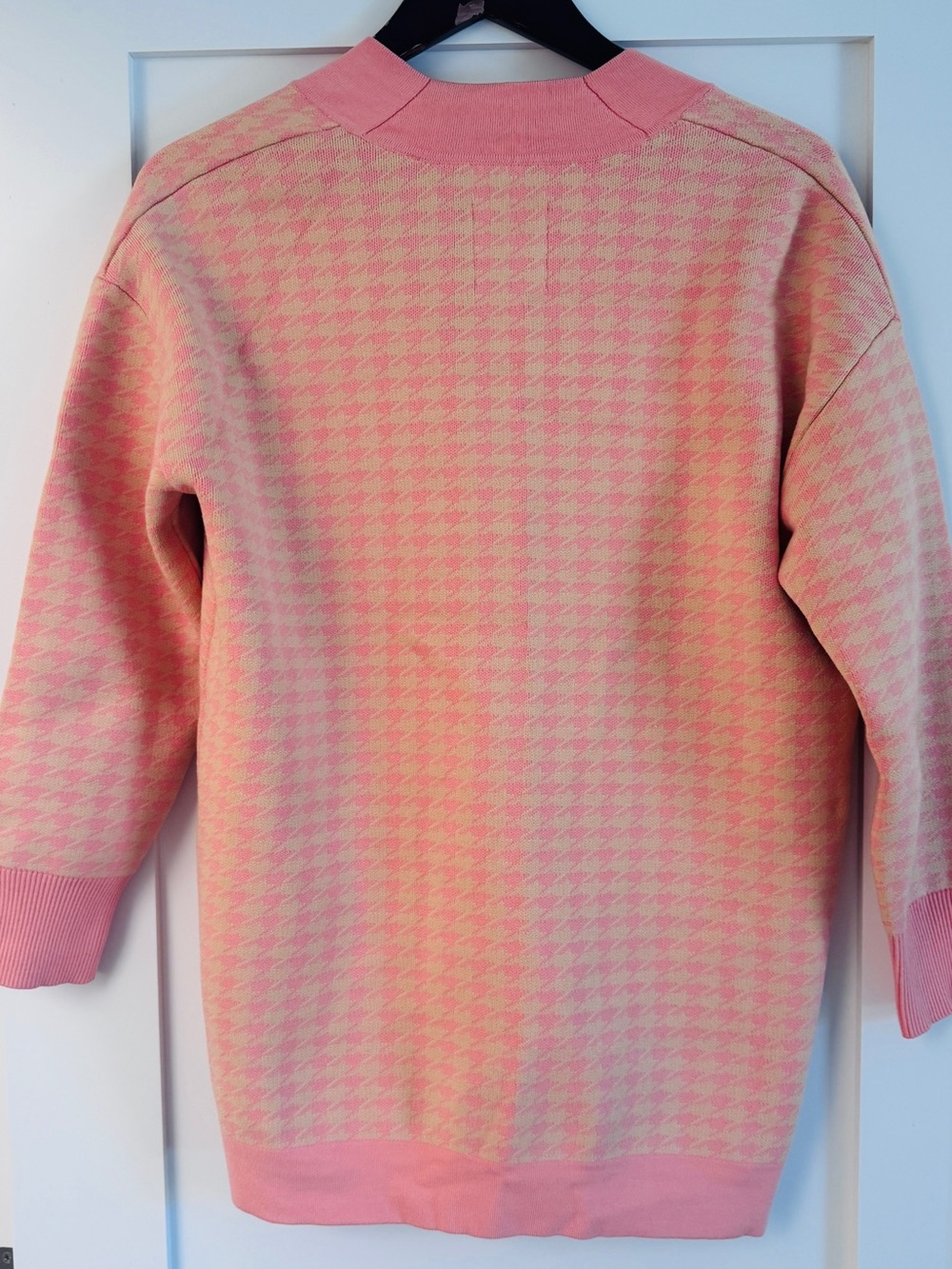 SANDRO orange 🍊 Houndstooth Knit Cardigan Jacket size Large - Picture 5 of 7